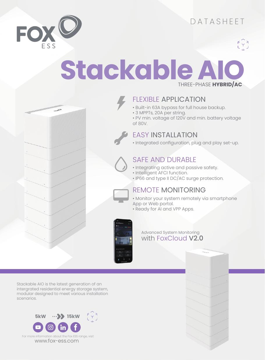 Vorschau: Fox ESS Stackable AIO HQ3-M + EQ5000 · Datenblatt