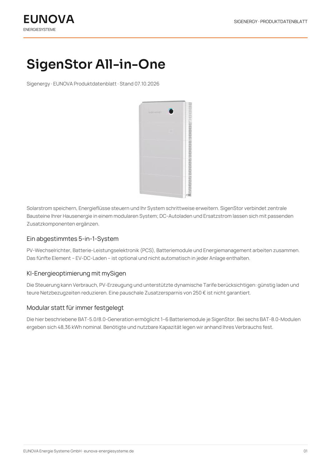 Vorschau: SigenStor All-in-One
