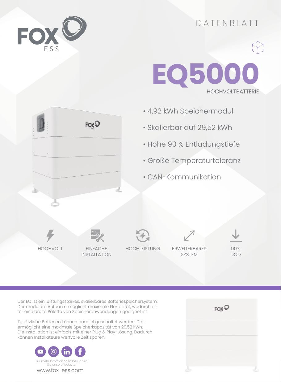 Vorschau: Fox ESS EQ5000 Batterie · Datenblatt Deutsch