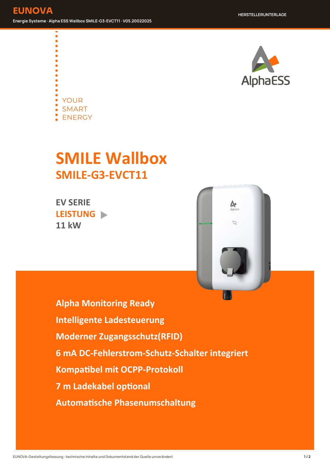 Vorschau: Alpha ESS SMILE-G3-EVCT11 · Datenblatt