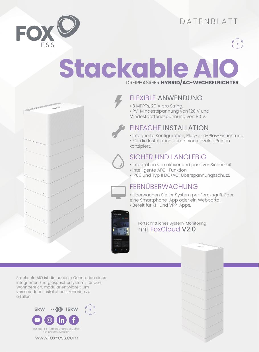 Vorschau: Fox ESS Stackable AIO · Datenblatt Deutsch