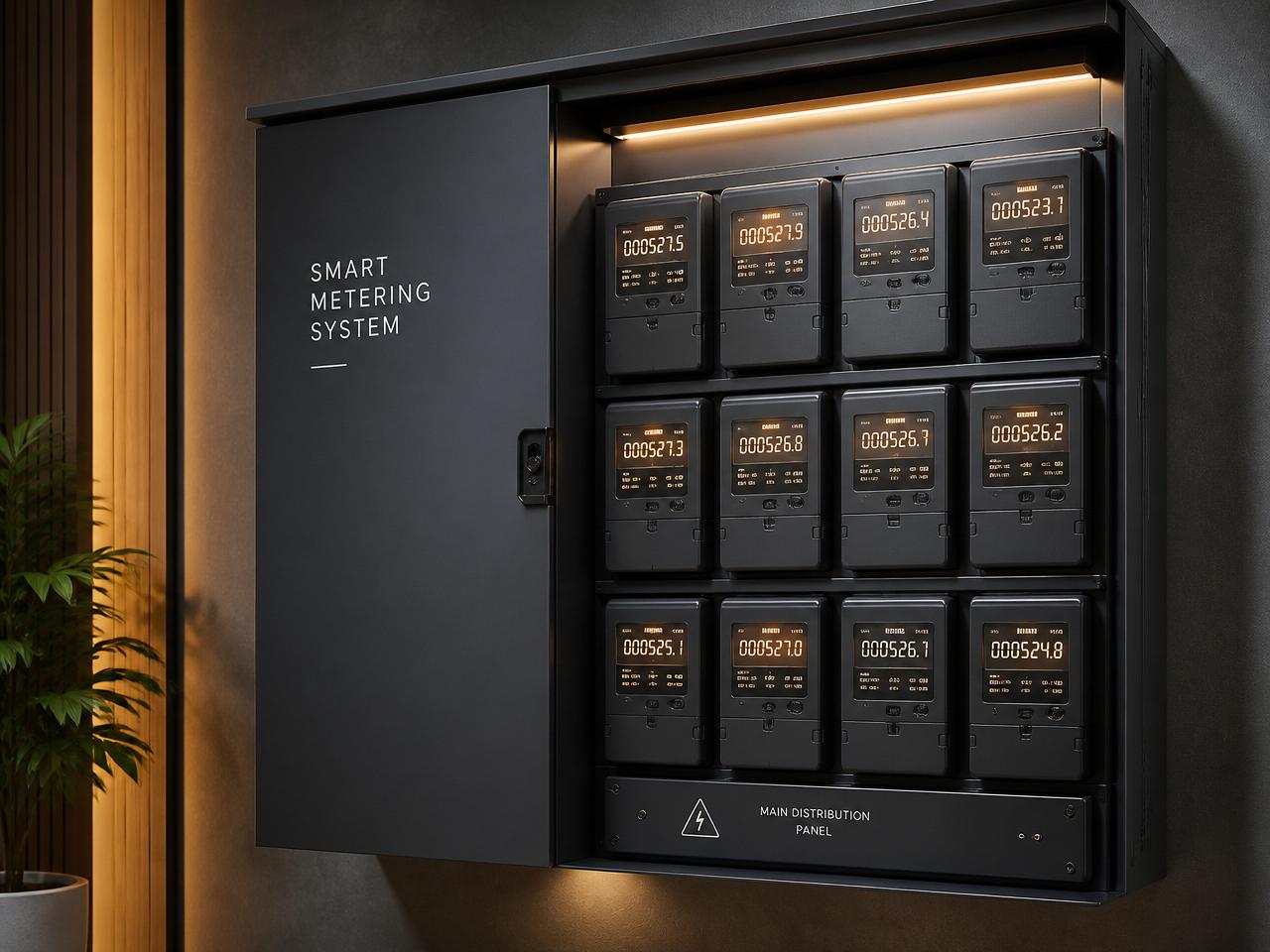 Modernes intelligentes Stromzählersystem im Verteilerschrank